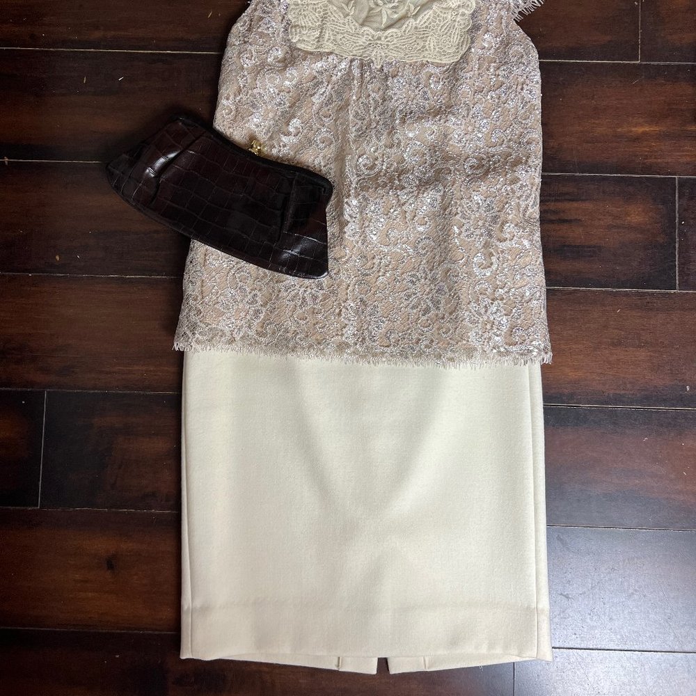 J.Crew No. 2 Pencil Skirt Wool Winter White Size 2
